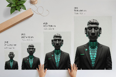 Poster Futuristischer Stil, ausdrucksstarke Kontraste, Türkis.