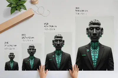 Poster im futuristischen Stil mit ausdrucksstarken Kontrasten in Türkis