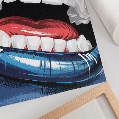 Kunstdruck leinwand Intensive Lippenfarben bilden einen dynamischen Kontrast zum Stil.