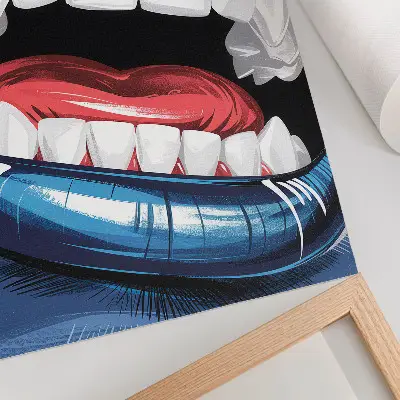 Leinwand-Kunstdruck mit intensiven Lippenfarben als dynamischer Kontrast