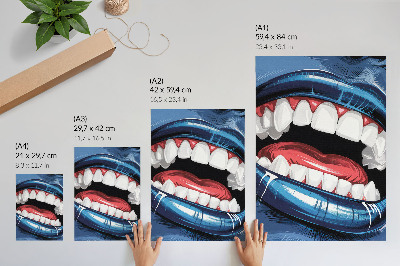 Kunstdruck leinwand Intensive Lippenfarben bilden einen dynamischen Kontrast zum Stil.