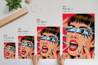 Wandposter mit futuristischen Elementen in intensiven Farben und dynamischem Design