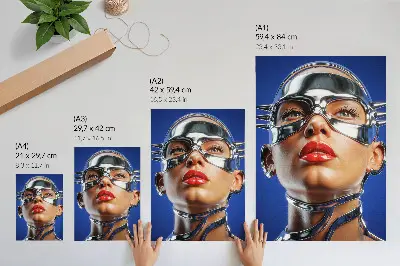 Poster futuristische Figur in intensiven Farben mit moderner Optik