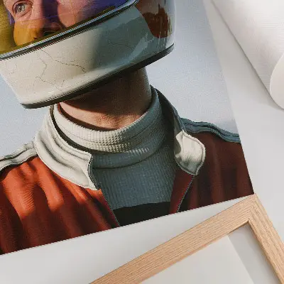 Kunstdruck auf Leinwand eine Figur mit Weltraumhelm in futuristischer Atmosphäre