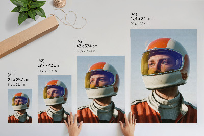 Kunstdruck leinwand Eine Figur mit Weltraumhelm, futuristische Atmosphäre