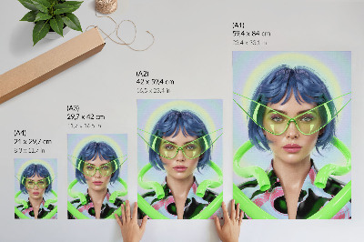 Wandposter Ein futuristisches Porträt einer Frau mit der Energie der Farbe