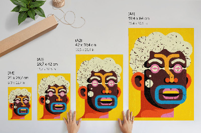 Poster Farbenfrohes Porträt, abstrakte Formen, intensive Farben