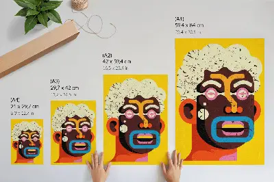 Poster farbenfrohes Porträt mit abstrakten Formen und intensiven Farben