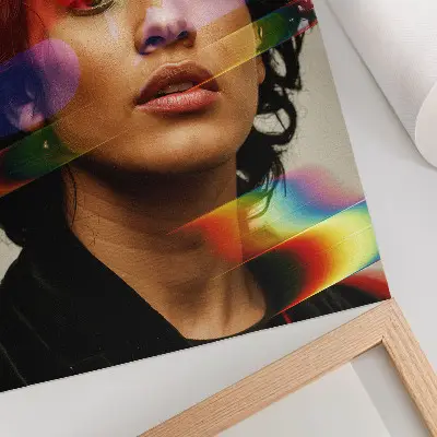Kunstdruck auf Leinwand mit farbigen Akzenten in intensiver und dynamischer Moderner