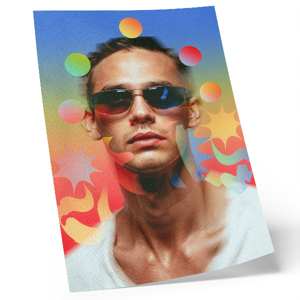 Poster Saftige Palette abstrakter Formen, dynamisches Porträt