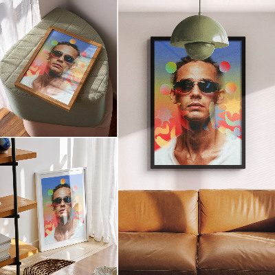 Poster Saftige Palette abstrakter Formen, dynamisches Porträt