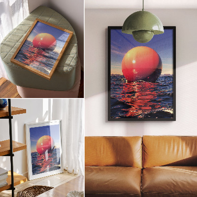 Kunstdruck leinwand Ein riesiger Ball auf dem Wasser in warmen Farben