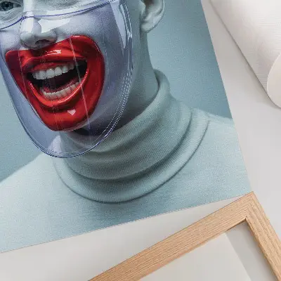 Poster modernes Gesicht hinter einer Maske in Glasoptik in Rot