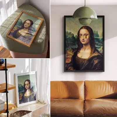 Kunstdruck auf Leinwand in modernem Stil mit Goldauflagen