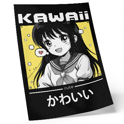 Poster Manga-Stil, schwarze Linien, gelbe Akzente