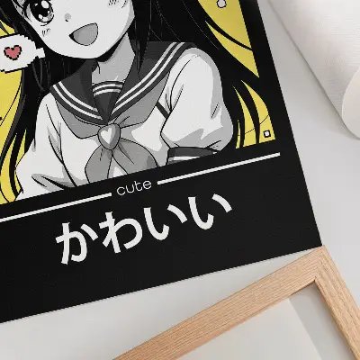 Poster im Manga-Stil mit schwarzen Linien und gelben Akzenten