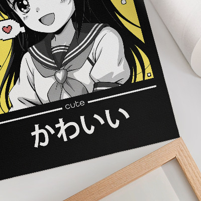 Poster Manga-Stil, schwarze Linien, gelbe Akzente