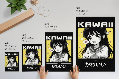 Poster Manga-Stil, schwarze Linien, gelbe Akzente
