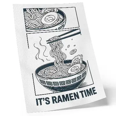 Wandposter Ramen-Schüssel im Comic-Stil mit Essstäbchen