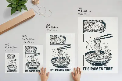 Wandposter Ramen-Schüssel im Comic-Stil mit Essstäbchen