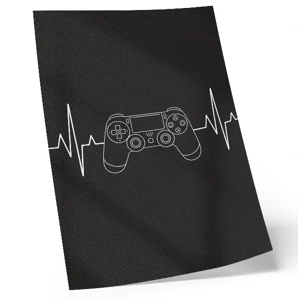 Poster minimalistisches Gaming-Design mit schwarz-weißem Herz