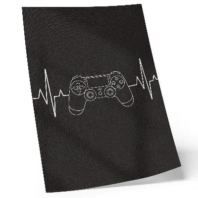 Poster minimalistisches Gaming-Design mit schwarz-weißem Herz