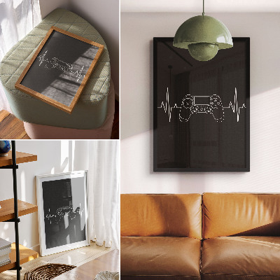 Poster Minimalistisches Gaming-Theme, schwarz-weißes Herz