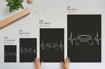 Poster minimalistisches Gaming-Design mit schwarz-weißem Herz