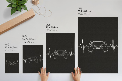Poster Minimalistisches Gaming-Theme, schwarz-weißes Herz