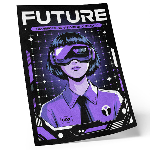 Wandposter Zukunftstechnologie Lila Dynamisches Design