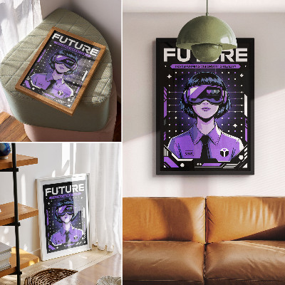 Wandposter Zukunftstechnologie Lila Dynamisches Design