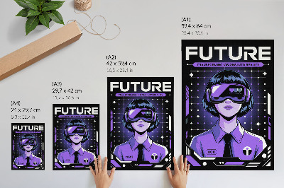 Wandposter Zukunftstechnologie Lila Dynamisches Design