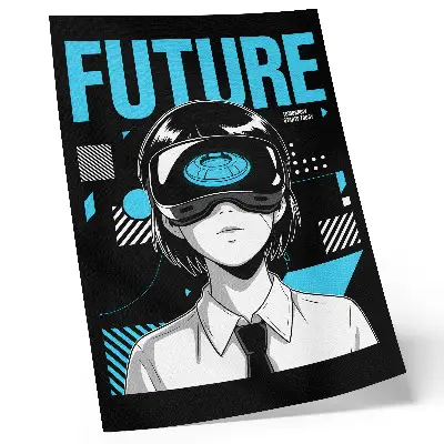 Poster eine moderne Figur mit VR-Brille