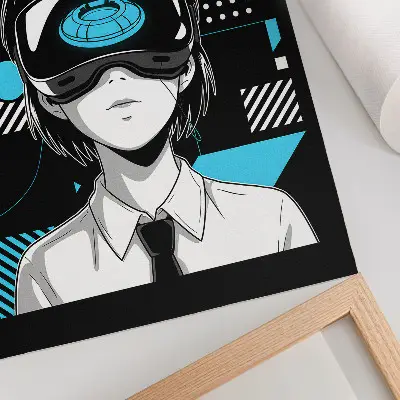 Poster eine moderne Figur mit VR-Brille