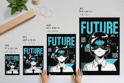 Poster eine moderne Figur mit VR-Brille