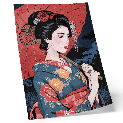 Poster Japanischer Regenschirm für Frauen, farbenfrohe Nacht