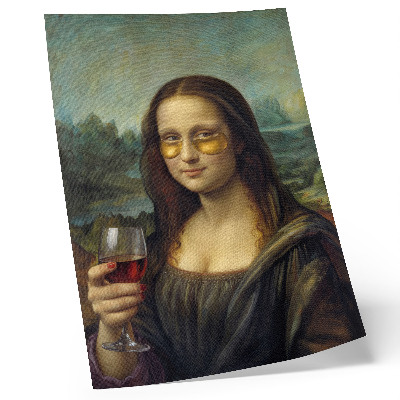 Poster Porträt einer Renaissance-Frau mit gelben Gläsern und Rotwein