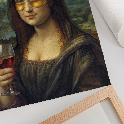 Poster Porträt einer Renaissance-Frau mit gelben Gläsern und Rotwein