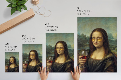 Poster Porträt einer Renaissance-Frau mit gelben Gläsern und Rotwein