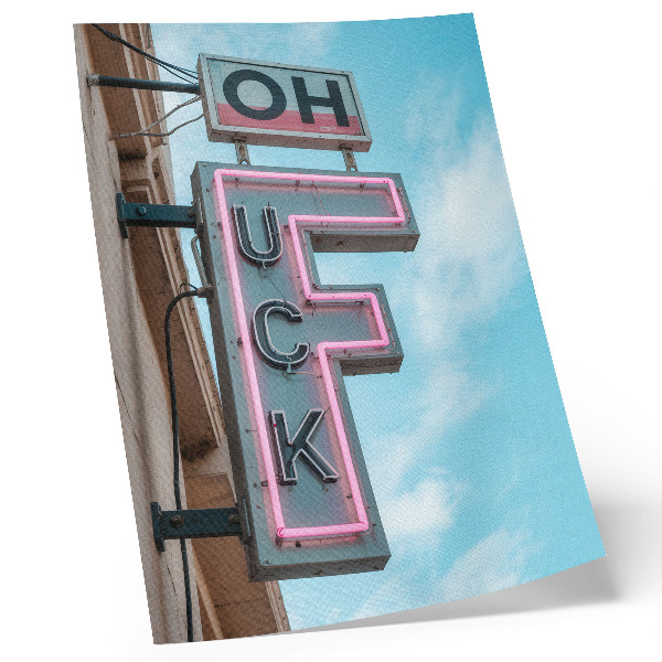 Kunstdruck leinwand Neon-Retro-Schild blauer Himmel intensive Farben