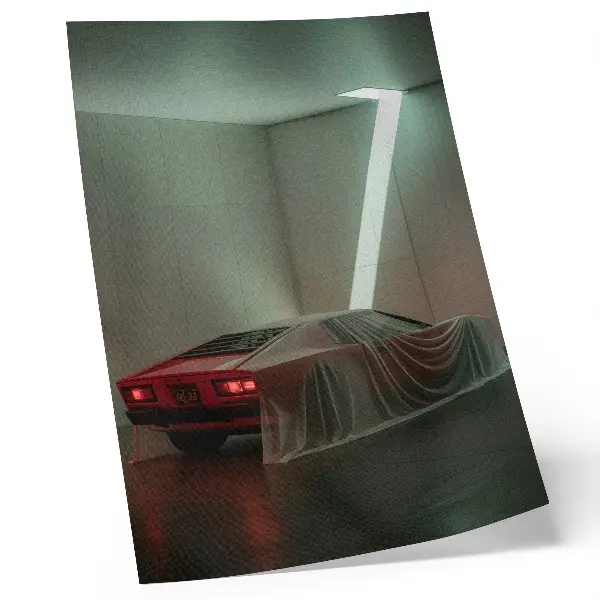 Wandposter klassische Autobeleuchtung in minimalistischer Eleganz