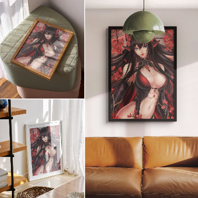 Poster Anime-Schönheit und Eleganz, dynamisches Rot und Schwarz