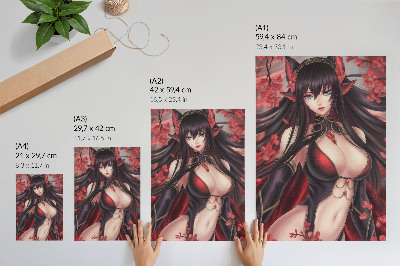 Poster Anime-Schönheit und Eleganz, dynamisches Rot und Schwarz