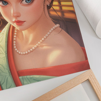 Poster Porträt einer Frau in Tracht mit Perlen