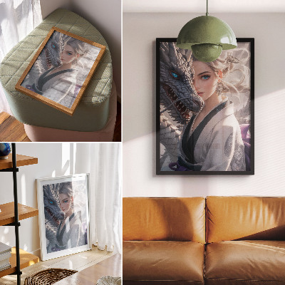 Kunstdruck leinwand Silberner Haardrache mit feinen Details