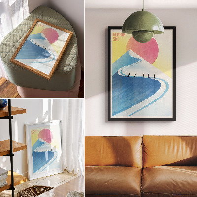 Kunstdruck leinwand Eine minimalistische Szene mit Skifahrern und dem Himmel