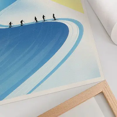 Leinwand-Kunstdruck minimalistische Szene mit Skifahrern und Himmel