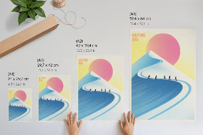 Kunstdruck leinwand Eine minimalistische Szene mit Skifahrern und dem Himmel