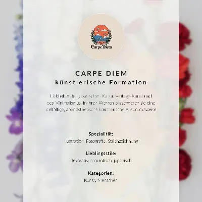 Poster mit Bergen und blühenden Kirschbäumen vor einem rosa Himmel