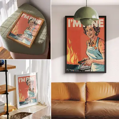 Kunstdruck auf Leinwand im Pop-Art-Stil mit farbenfrohen Akzenten und dynamischer Komposition